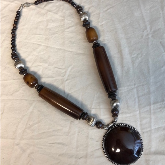 Vintage 90’s Tortiseshell Look Necklace - Picture 2 of 2